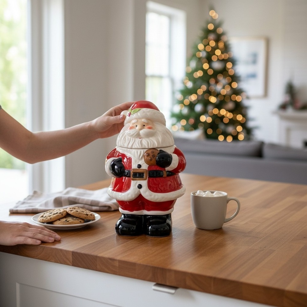 HomeGoods Santa Claus Cookie Jar Red NWT Ceramic Holiday Decor
